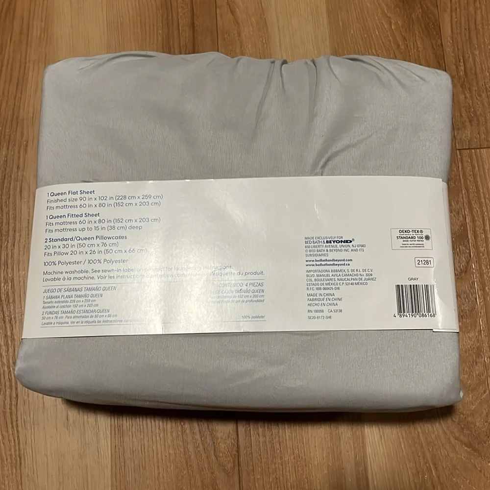 Queen Microfiber Sheet Set - Light Gray